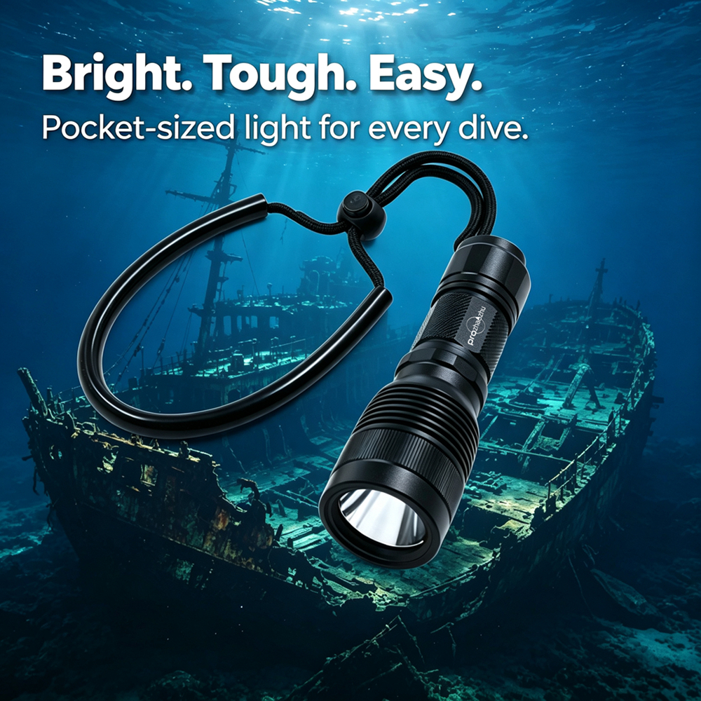 DL-B03 Professional Scuba Dive Torch 2000LM IP68 Waterproof Dual 3AAA 18650 Battery Underwater LED Light