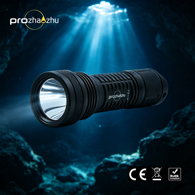 DL-B22 2500 Lumen High Intensity LED Aluminum Alloy Magnet Switch Diving Flashlight IP68 150M Waterproof 26650 Rechargeable