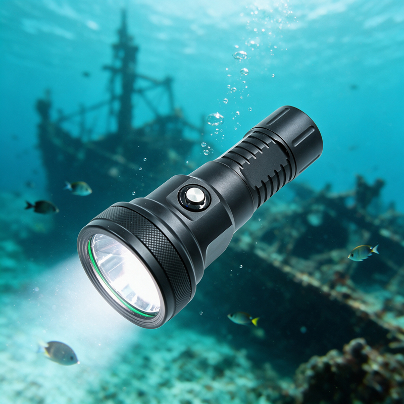 DL-B40 6000LM SBT90 LED Diving Flashlight IP68 100M Turbo 3 Modes 26650 Single Hand Waterproof