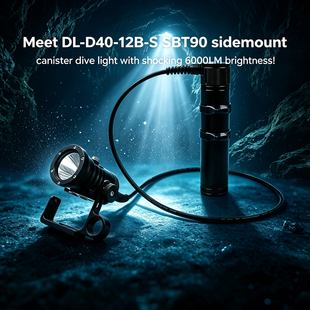 PROZHAOZHU DL-D09-6B-S 2500LM 4000LM Sidemount Canister Diving Light IP68 150M Magnetic Switch Cave Wreck Rechargeable Lamp - Image 2