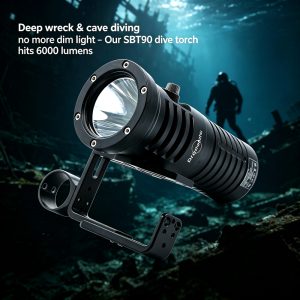 D40M SBT90 6000 Lumen Rechargeable Handheld AL Alloy Tec 3-Mode Diving Lamp IP68 150M Underwater Cave Wreck Diving