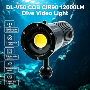 PROZHAOZHU DL-V50 12000LM COB CIR90 Wide Angle Dive Video Light IP68 150M Rechargeable Underwater Photo Fill Lamp