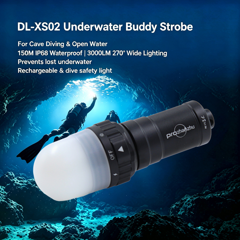 DL-XS02 Professional Scuba Dive Strobe Marker IP68 200M Rechargeable 3000LM Underwater Buddy Light